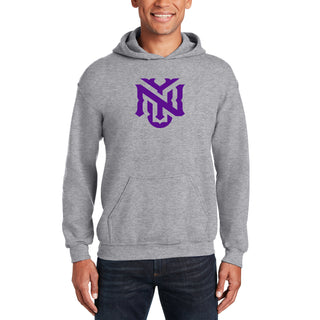 New York University Violets Primary Logo Hoodie - Sport Grey