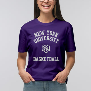 New York University Violets Arch Logo Basketball T-Shirt - Purple