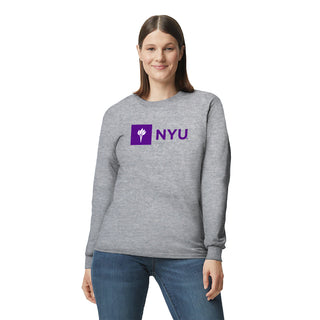 New York University Institutional Logo Long Sleeve - Sport Grey