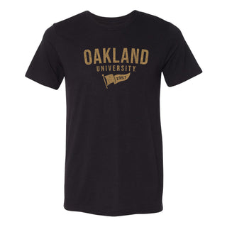 Oakland University Distressed Year Banner Canvas Triblend T-Shirt - Solid Black