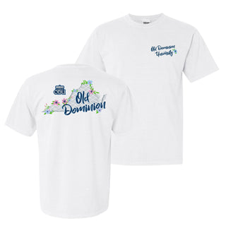 Old Dominion University Monarchs Floral State Comfort Colors Short Sleeve T Shirt - White