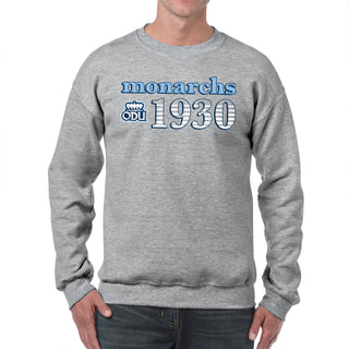 Old Dominion University Monarchs Throwback Year Stripe Heavy Blend Crewneck - Sport Grey