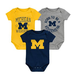 Outerstuff Michigan Born to Be 3PC Creeper Set - 12MO