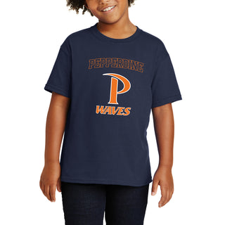 Pepperdine University Waves Arch Logo Youth T-Shirt - Navy