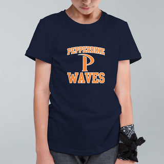 Pepperdine University Waves Arch Logo Youth T-Shirt - Navy