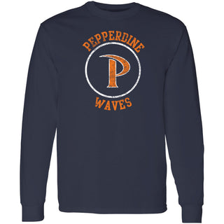 Pepperdine University Waves Distressed Circle Logo Long Sleeve T-Shirt - Navy