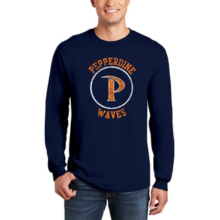Pepperdine University Waves Distressed Circle Logo Long Sleeve T-Shirt - Navy