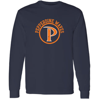 Pepperdine University Waves Distressed Circle Logo Long Sleeve T-Shirt - Navy