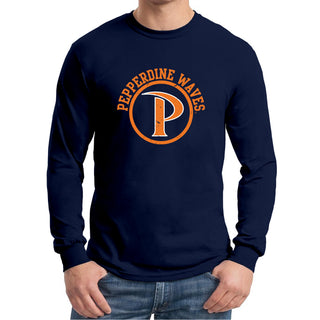 Pepperdine University Waves Distressed Circle Logo Long Sleeve T-Shirt - Navy