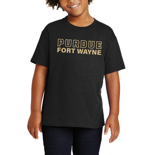 Purdue University Fort Wayne Mastodons Basic Block Youth Short Sleeve T Shirt - Black