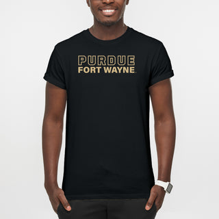 Purdue University Fort Wayne Mastodons Basic Block Short Sleeve T Shirt - Black