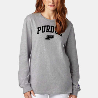 Purdue Arch Logo Champion Long Sleeve - Light Steel