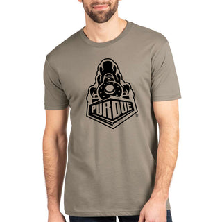 Purdue Boiler Train Logo Premium Cotton T-Shirt - Warm Grey