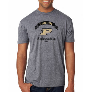 Purdue Ribbon Arc NLA Triblend T-Shirt - Premium Heather