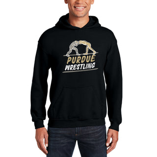 Purdue Wrestling Sketch Hoodie - Black