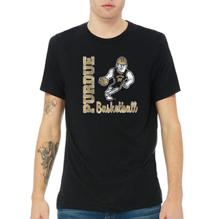 Purdue Pete Basketball Script Triblend T-Shirt - Solid Black