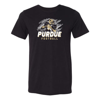 Purdue Football Action CVC T-Shirt - Solid Black Blend