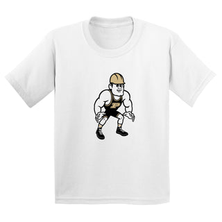 Purdue Pete Wrestling Mascot Mark Youth T-Shirt - White
