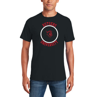 Rutgers University Scarlet Knights Distressed Circle Logo T-Shirt - Black