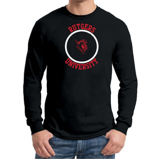 Rutgers University Scarlet Knights Distressed Circle Logo Long Sleeve T-Shirt - Black