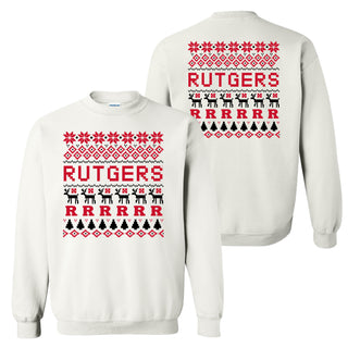 Rutgers Scarlet Knights Ugly Holiday Sweater Crewneck - White
