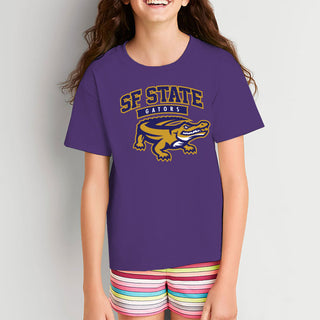 San Francisco State University Gators Arch Logo Youth T-Shirt - Purple
