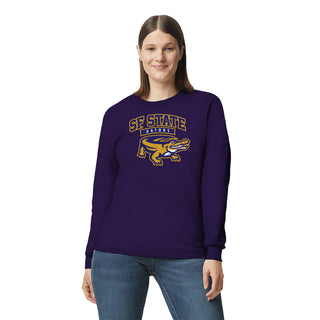 San Francisco State University Gators Arch Logo Long Sleeve T-Shirt - Purple