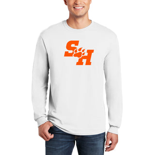Sam Houston State University Bearkats Primary Logo Long Sleeve T Shirt - White