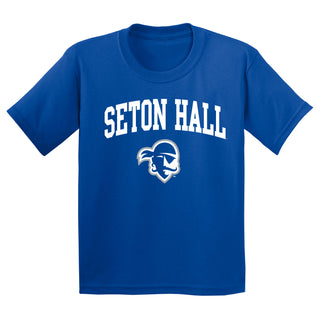 Seton Hall University Pirates Arch Logo Youth Short Sleeve T Shirt - Royal