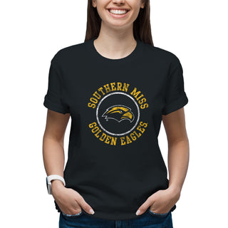 Southern Mississippi Distressed Circle Logo T-Shirt - Black
