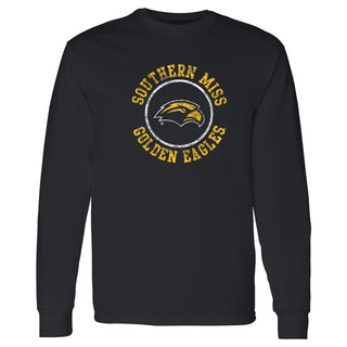Southern Mississippi Distressed Circle Logo Long Sleeve - Black