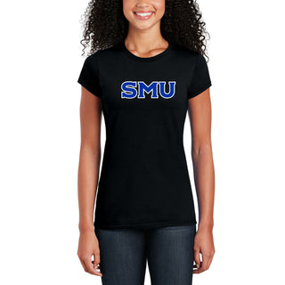 Southern Methodist University Mustangs Basic Block Outline Women's T-Shirt - Black