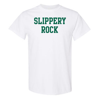 Slippery Rock University The Rock Basic Block Short Sleeve T Shirt - White