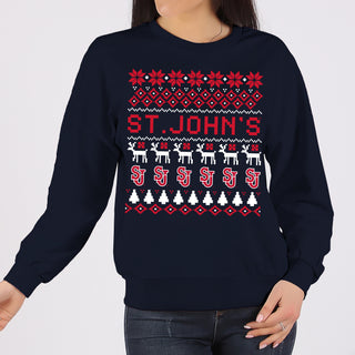 St. John's Red Storm Ugly Holiday Sweater Crewneck - Navy
