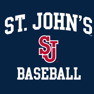St John's Red Storm Arch Logo Baseball T-Shirt - Navy