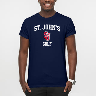 St John's Red Storm Arch Logo Golf T-Shirt - Navy