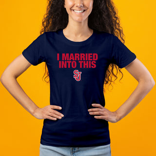 St John's Red Storm I Married Into This Women's T-Shirt - Navy