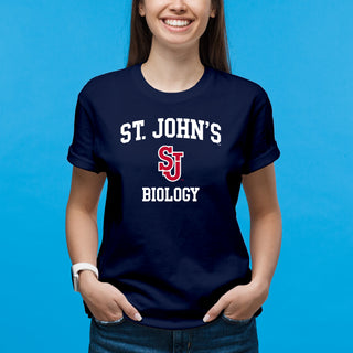 St John's Red Storm Arch Logo Biology T-Shirt - Navy