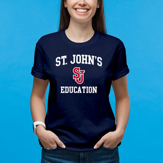 St John's Red Storm Arch Logo Education T-Shirt - Navy