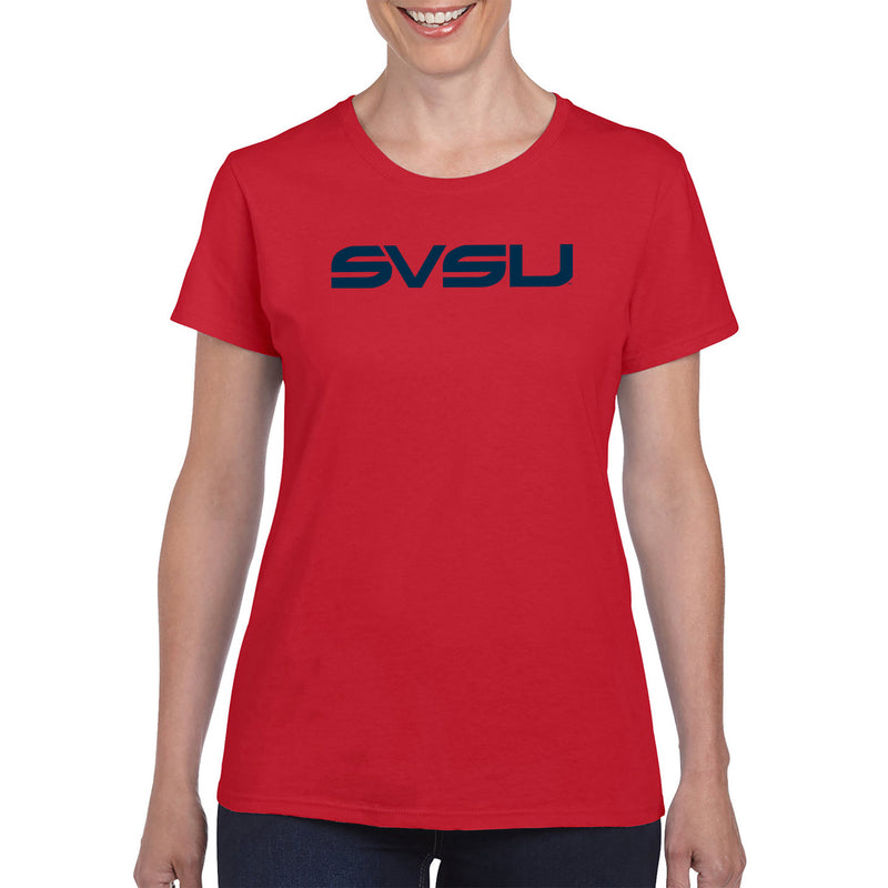 Saginaw Valley State SVSU Cardinals Basic Block Womens T Shirt - Red