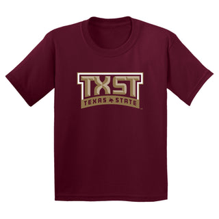 Texas State Bobcats Arch Logo Youth T-Shirt - Maroon