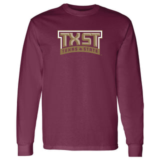 Texas State Bobcats Arch Logo Long Sleeve T-Shirt - Maroon