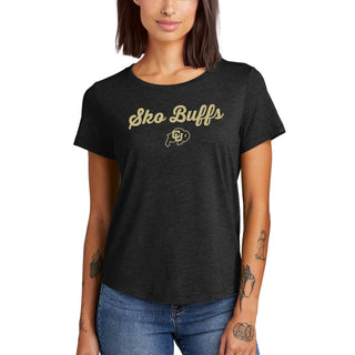 Colorado Spirited Script Women's Relaxed Scoopneck T-Shirt - Space Black