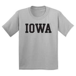 University of Iowa Hawkeyes Basic Block Youth Short Sleeves T Shirt - Sport Grey