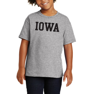 University of Iowa Hawkeyes Basic Block Youth Short Sleeves T Shirt - Sport Grey