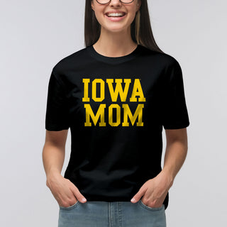 Iowa Hawkeyes Basic Block Mom T-Shirt - Black