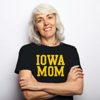 Iowa Hawkeyes Basic Block Mom T-Shirt - Black