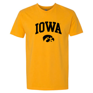 University of Iowa Hawkeyes Arch Logo Premium Cotton Short Sleeve T Shirt - Gold