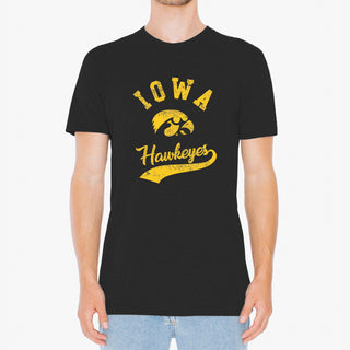 Iowa Hawkeyes Retro Script Triblend T Shirt - Vintage Black