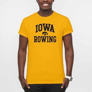University of Iowa Hawkeyes Arch Logo Rowing Short Sleeve T Shirt - Gold